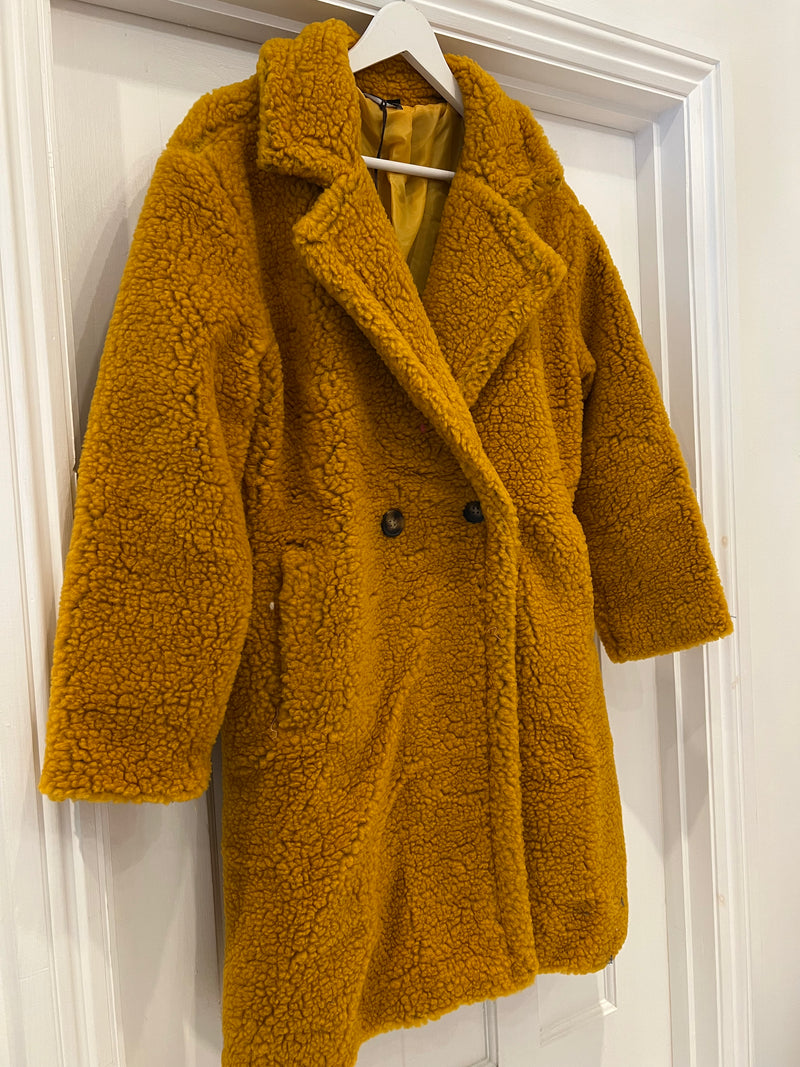 Teddy Coat Mustard One Size