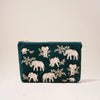 Elephant Herd Emerald Velvet Everyday Pouch