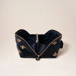 Honey Bee Charcoal Velvet Open Flat Makeup Bag