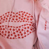 Pink Red Lips Hoodie Size XS (8-10)