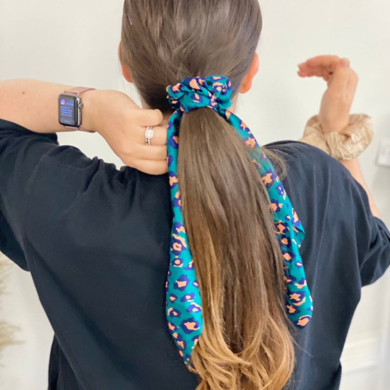 Jade Leopard Print Scrunchy