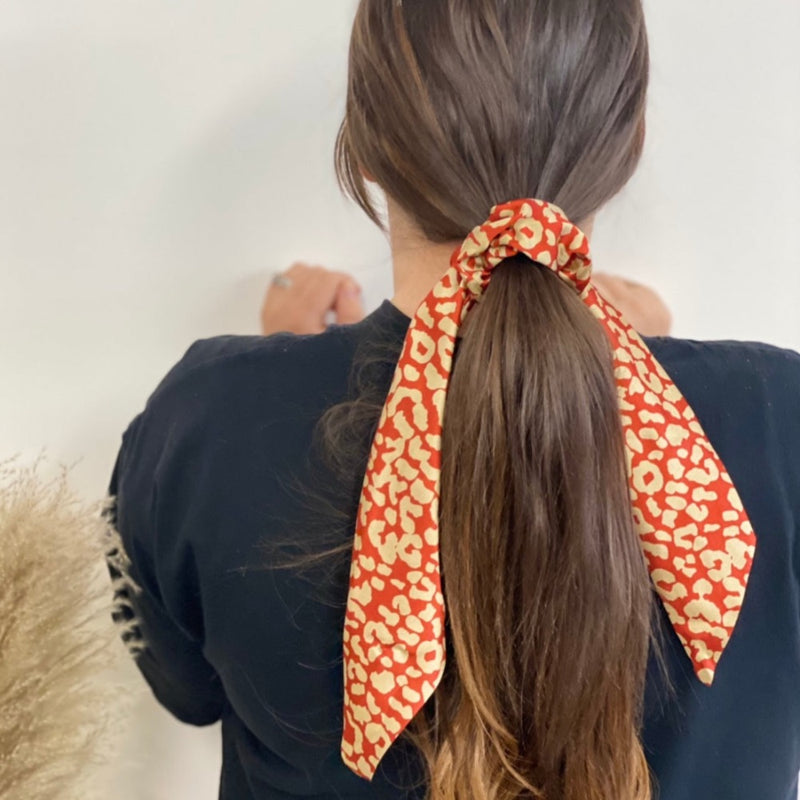 Burnt Orange Leopard Print Scrunchy