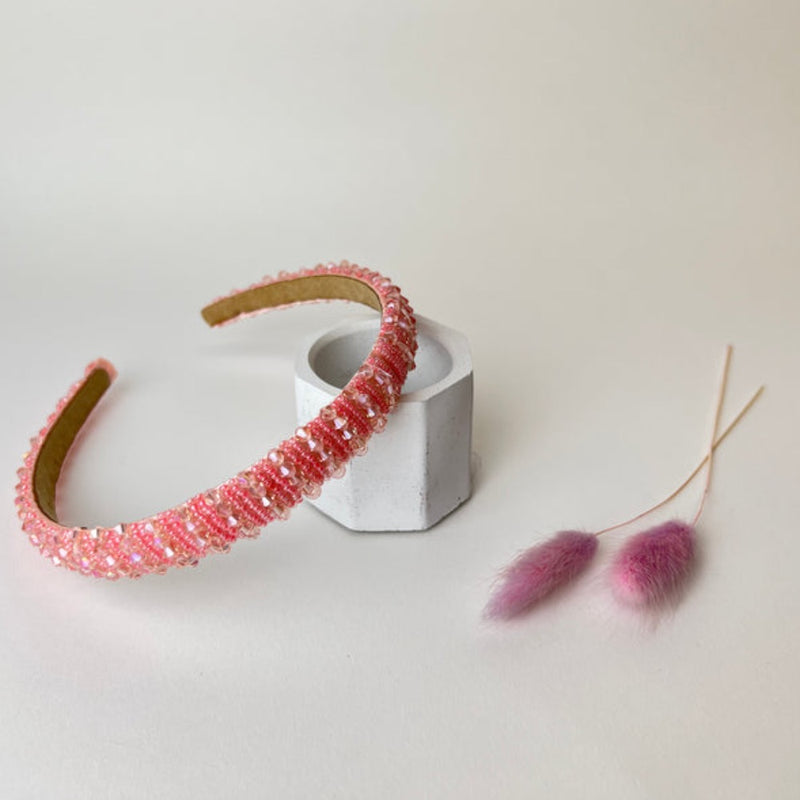 Luxury Thin Embellished Blush Pink Jewelled Band
