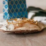 Hammered Gold Bangle With Crystals
