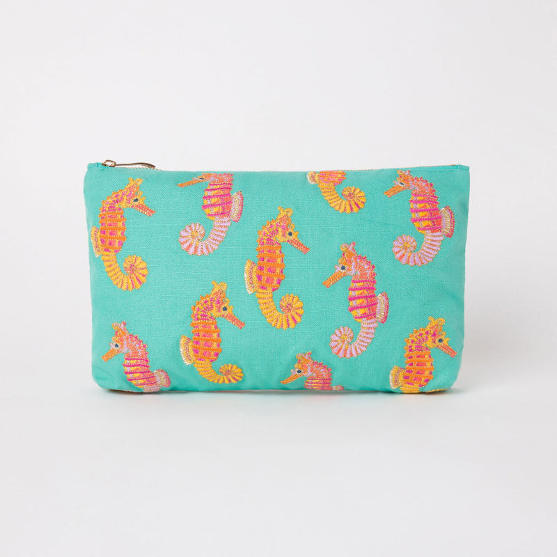 Seahorse Everyday Turquoise Pouch