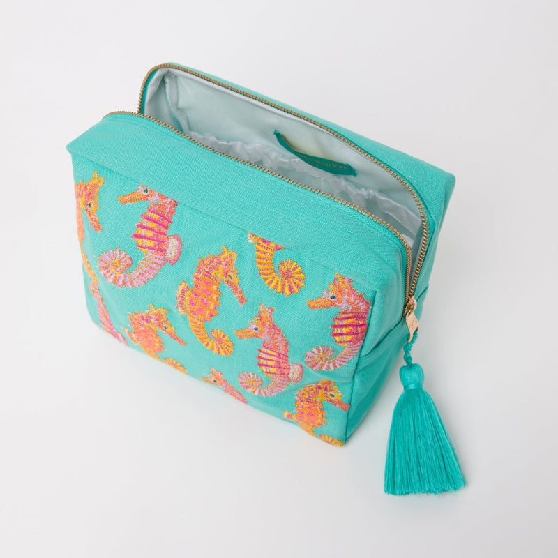 Seahorse Turquoise Wash Bag