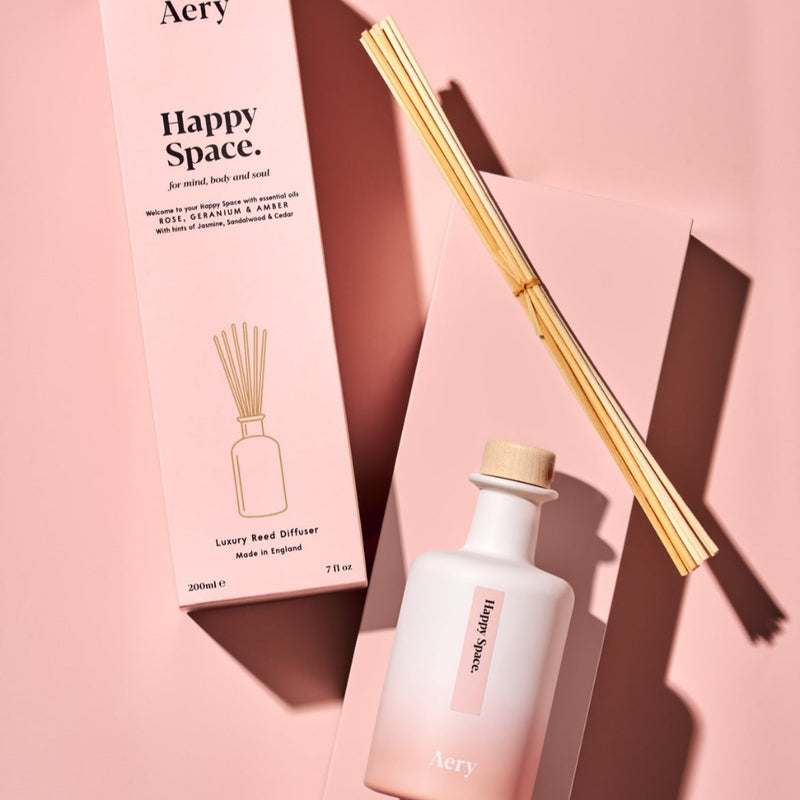 Happy Space Reed Diffuser- Rose, Geranium & Amber